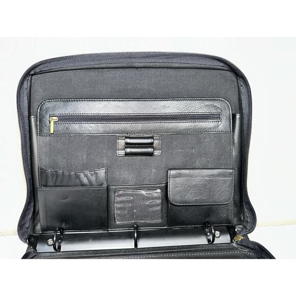Vintage Boulder Ridge Black Leather Zipper Handle Portfolio Notebook Briefcase - Picture 9 of 13